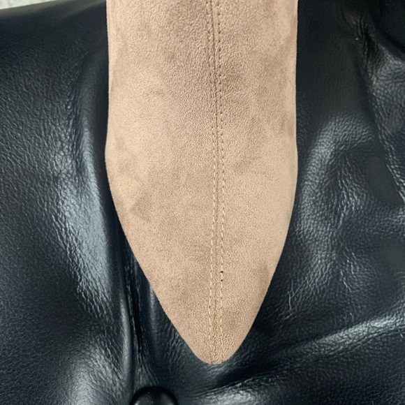 Pointed Toe Knee High Stiletto Heel Boot in Beige Faux Suede, Women’s - Picture 11 of 12